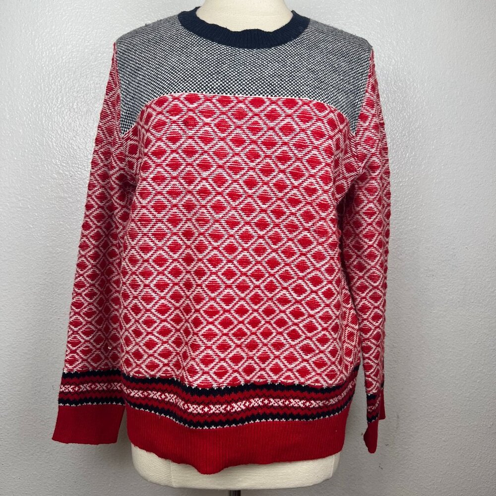 Joe‎ Fresh Women's Red Knit Christmas Holiday Sweater Wool Blend Size XL